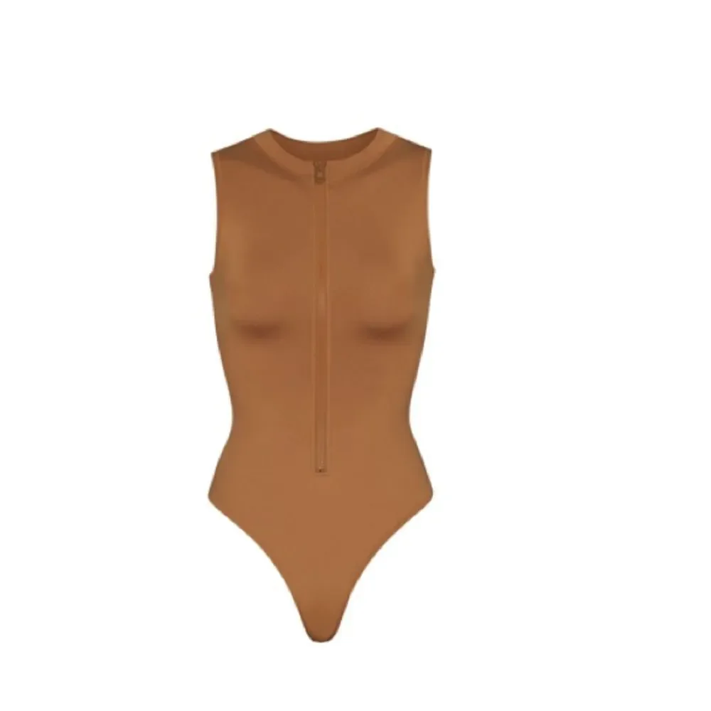 SKIMS SWIM ZIP FRONT SLEEVELESS‎ ONE PIECE ALMOND 4XL NWT